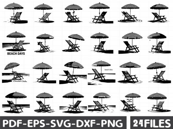Beach Chair Silhouette Graphics for Modern Editorial Design
