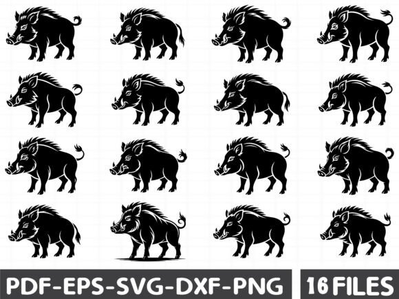 Black Boar Silhouette Graphics for Bold Branding