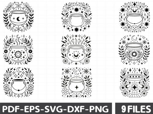 Cute Witch Cauldron SVG Graphics for Crafting