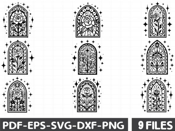Gothic Rose Stained Glass Graphics
