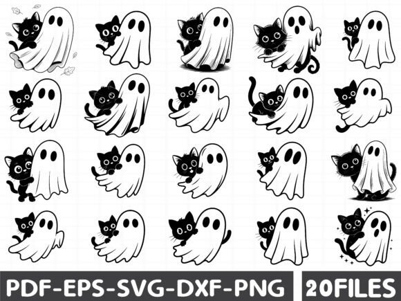 Halloween Ghost Spooky and Cat Graphics