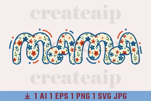 Mama 4th of July Coquette Floral Bow PNG: A Graphic Design Asset for T-Shirt Designs