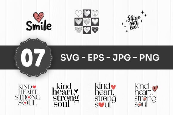 Positive Quote and Heart Icons Graphics